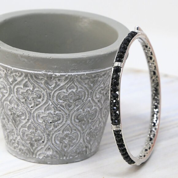 Thai Black Spinel ✦ Mystic Bangle Bracelet ✦ Platinum Bond 8" 18.65ctw NWT - Picture 3 of 11